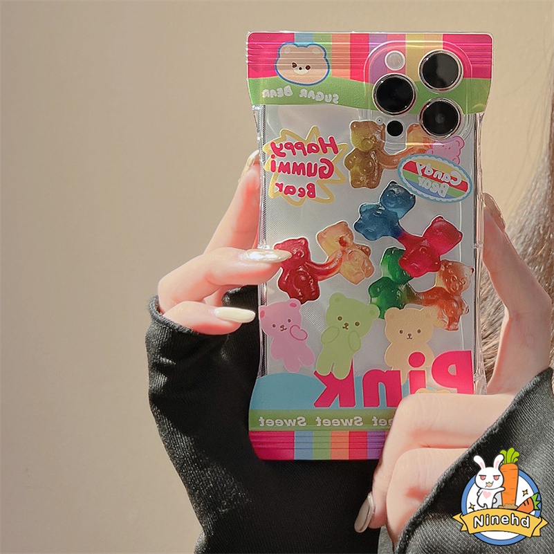 Redmi Note11 11 11s 10 10s 9 9s 8 Pro 10C 10A 10 9 9A 9C 9T Mi 12 11 Lite Mi 11T 10T Pro Poco M3 X3 Pro Bear Soft Candy Color Casing Ponsel Shockproof Bening Soft Case Pelindung Sarung Cover Sarung