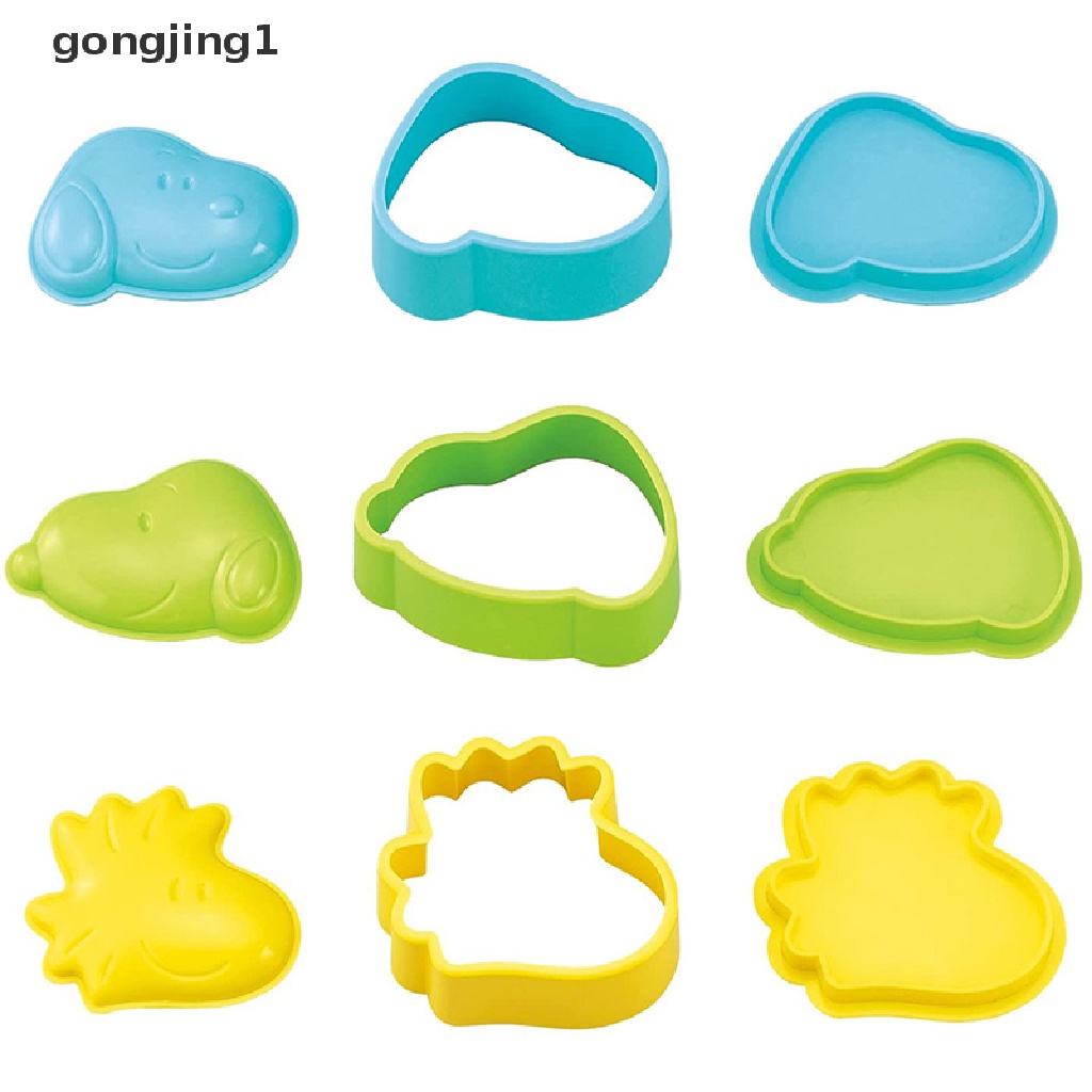 Ggg 3Pcs Cetakan Sandwich Lucu Snoopy Roti Kue Biskuit Emboss Device Crust Cookie Cutter Baking Pastry Tools Kue Snoopy DIY Rice Ball Mold ID