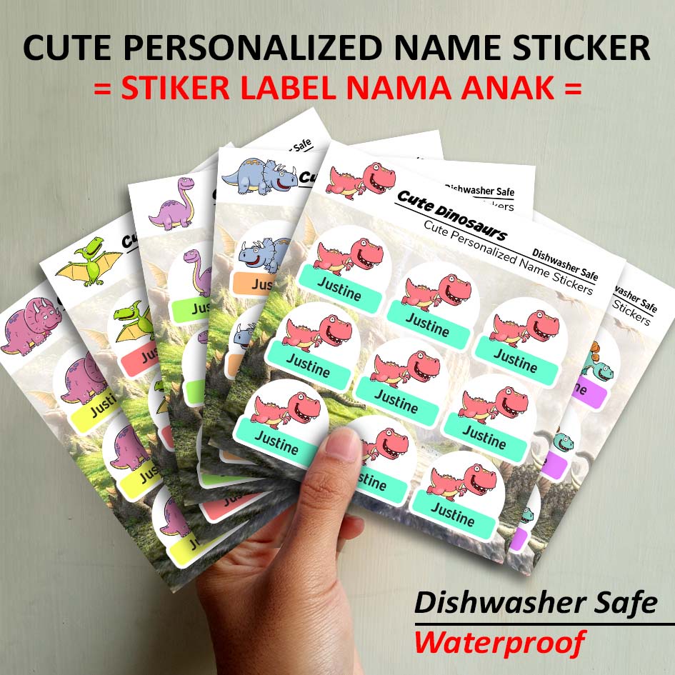 

STIKER LABEL NAMA ANAK CUSTOM STICKER NAME TAG LABEL KUSTOM SERI DINOSAURUS