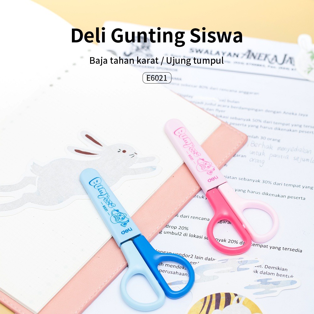 DELI Scissors / Pemotong Kertas / Gunting Ujung Tumpul / Gunting Tahan Karat