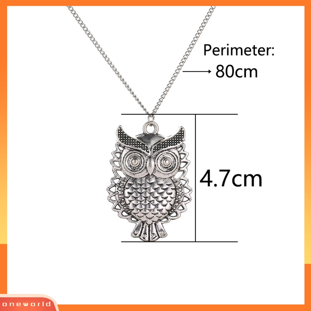 [WONE] Wanita Vintage Lucu Berongga Burung Hantu Hewan Liontin Panjang Kalung Sweater Rantai Perhiasan