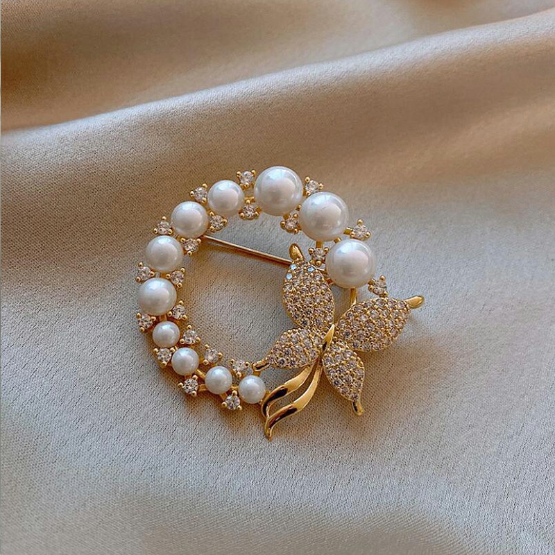 【COD】 Bros Wanita Mutiara Kupu-kupu Bulat Mengkilap Indah Korean Fasion Gaya Simple Aksesoris Jewelry -FA