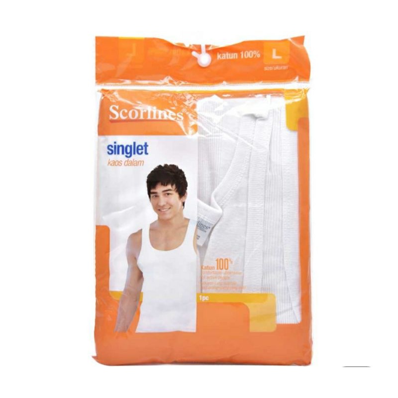 Scorlines Singlet Kaos Dalam Putih L 