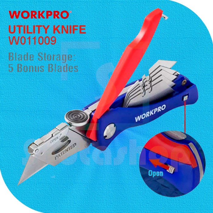 HEAVY DUTY Pisau Cutter Lipat Folding Utility Knife WORKPRO W011009