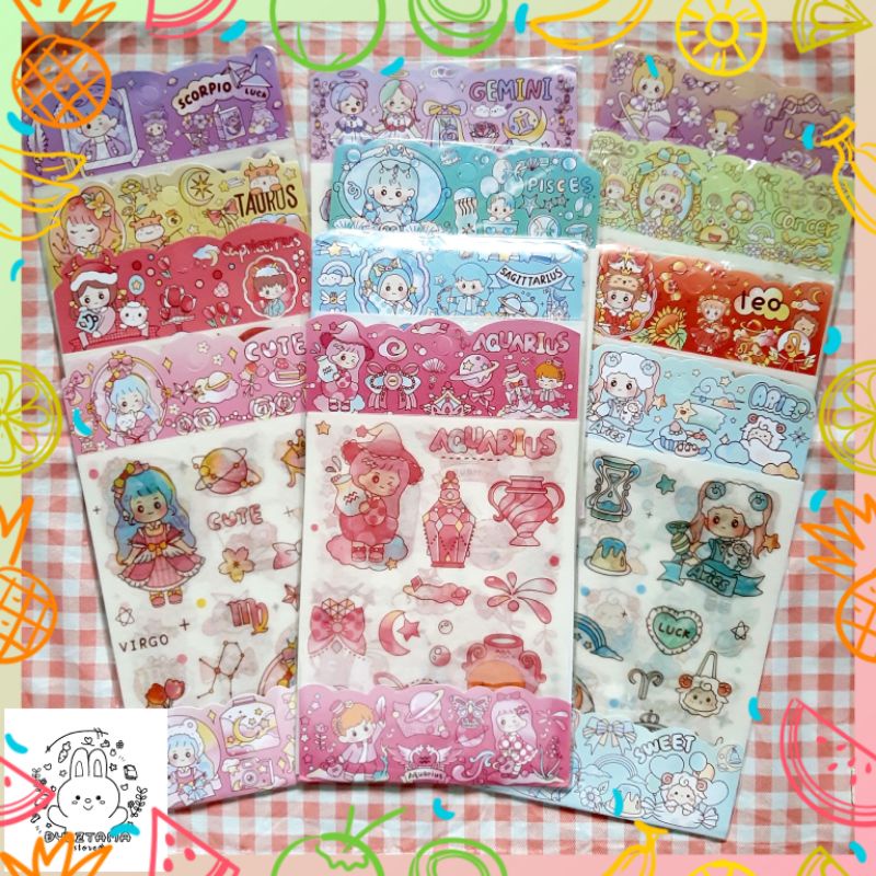

Stiker Pack isi 4 Lembar Sticker Zodiak/Stiker motif/DIY/Scrapbook/Jurnal/Diary