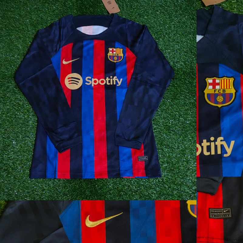 Jersey Bola Barcelona Longsleeve Home 2022 2023 Grade Ori Import Baju Sepak Bola Lengan Panjang Pria