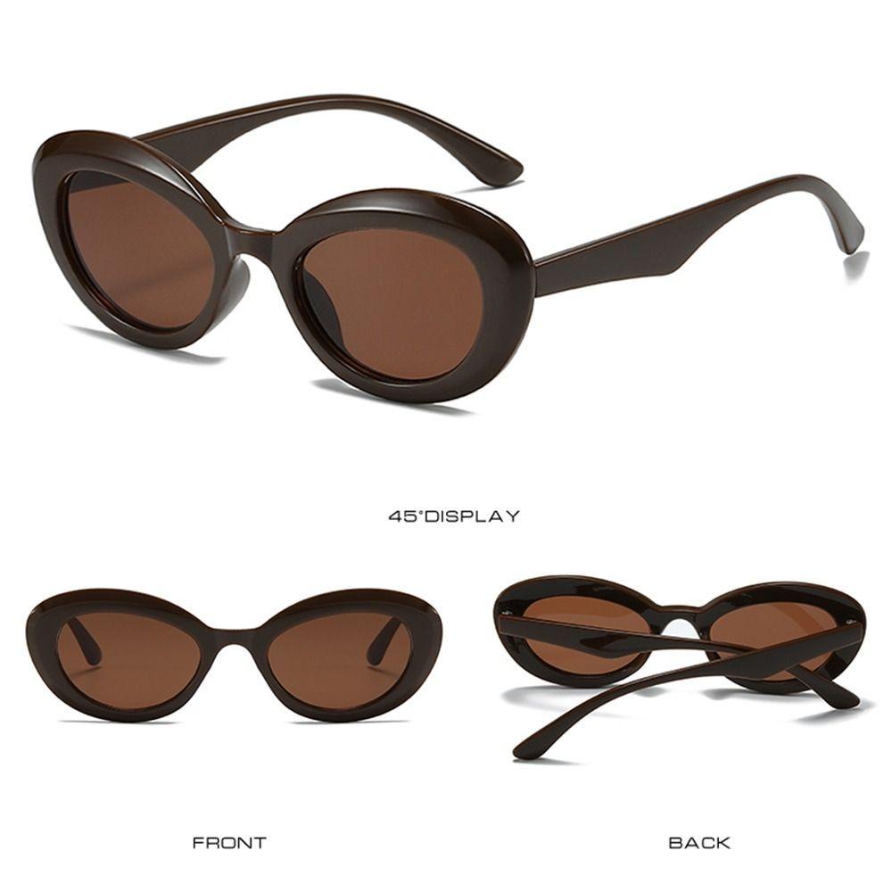 R-flower Oval Kacamata Hitam Gaya Chic Retro UV400 Punk Sun Glasses