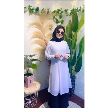 gamis malaysia hitam putih/ dinas/guru