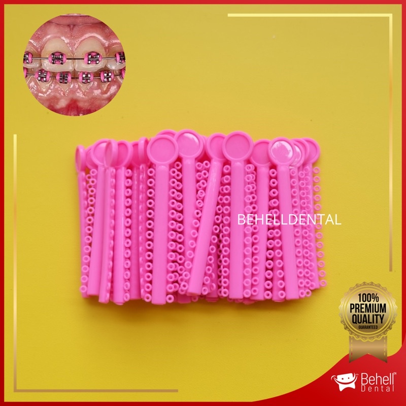 1 PACK ISI 40 PICS TEBAL KARET BEHEL MOTIF POWER O PREMIUM ORIGINAL Warna SHOCKING PINK - Ligature Ties Tie - Dental Rubber Band Elastis Braces Ortho Orthodontik Orthodontics Kawat Gigi Behelldental