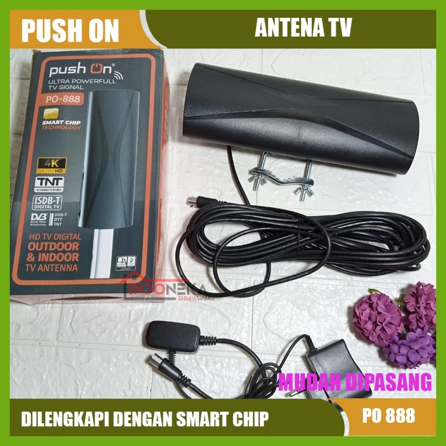 Antena TV digital Push On PO-888 indoor outdoor + kabel 10 meter