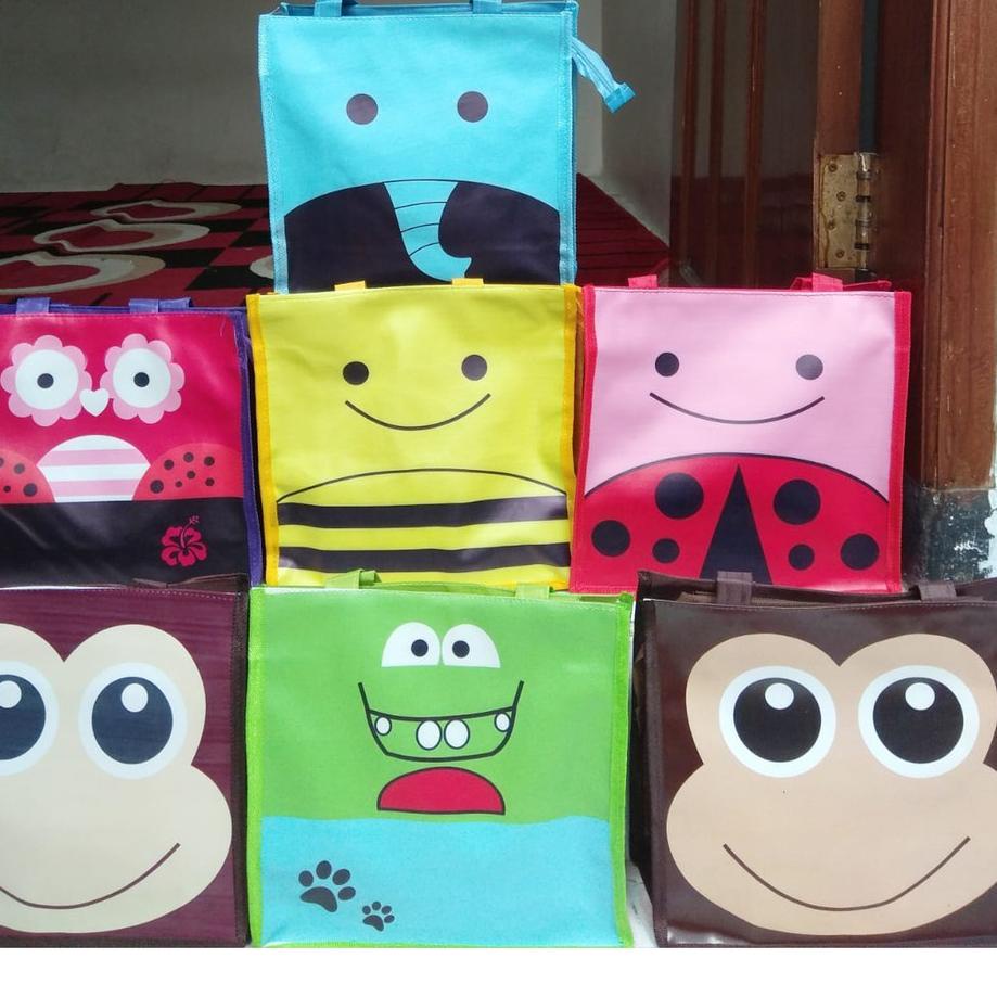 

ㅽ TOTE BAG TAS ANIMAL PARASUT PRINTING Goodie Bag Ulang Tahun Anak Souvenir ultah harga murah murmer ㅺ