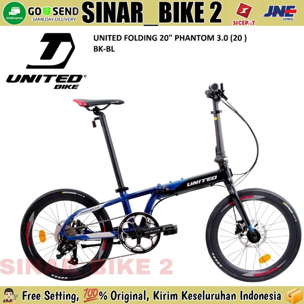 Sepeda Lipat UNITED PHANTOM 3.0 Alloy 10 Speed Rem Hidrolik Garansi Resmi 5 Tahun