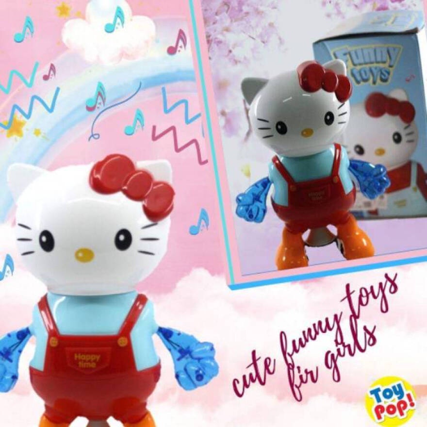 Mainan anak perempuan dancing Hello Kitty menari dan berputar dengan lampu & musik