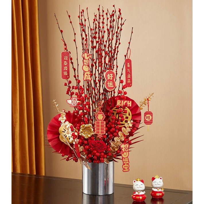 BEST QUALITY (9pcs) Dried Pussy Willow Bunga Imlek 2023 Dekorasi Happy Chinese New Year Decoration CNY Bunga Kering Bunga Asli Dekorasi Hiasan Pajangan Imlek Dekor