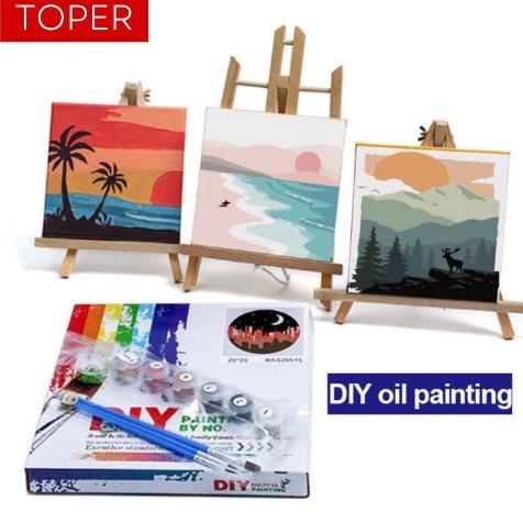 

TOPER PAINT BY NUMBER KIT DIY 20X20 CANVAS (FREE KUAS DAN CAT AIR) PAINTING SET/ CANVAS LUKISAN 20X20 TERLARISS...,,,,,