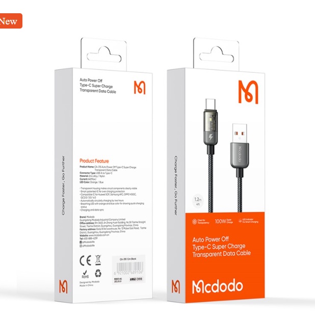 MCDODO CA3150 Kabel Type C Auto Off Vooc Super Charge 6A