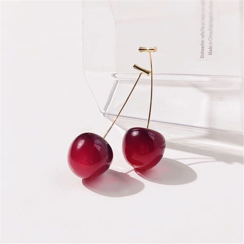 Penjualan Panas Gaya Korea Lucu Simulasi Merah Cherry Anting-Anting Untuk Wanita Resin Buah Anting-Anting Perhiasan Gadis Perhiasan Hadiah Pesta