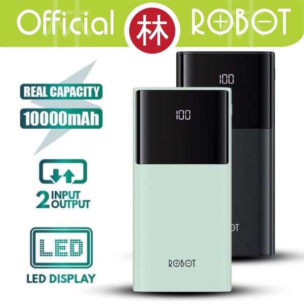 Robot RT190S Powerbank 10000mAh LED Display Dual Input Output Type-C &amp; Micro New RT190