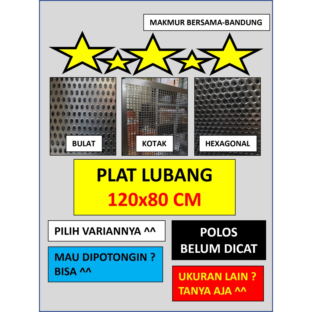 Plat 120x80 - Hexagonal Lubang 6 mm - Plat Besi Ram Speaker - Tebal 0.8 mm - Ram Grill Plat Lubang