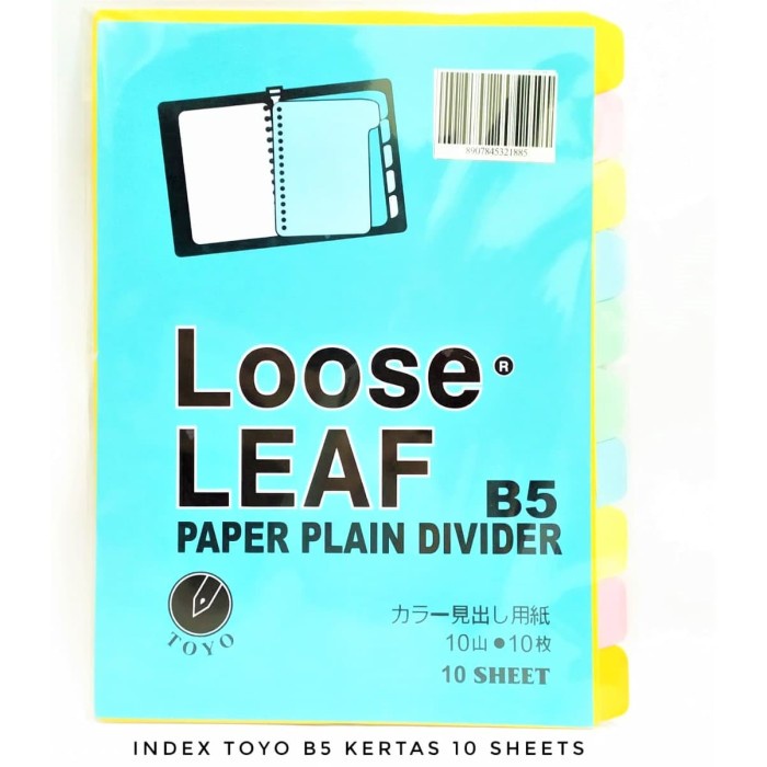 

INDEX BINDER NOTE LOOSE LEAF B5 10 WARNA KERTAS 26 RING PENANDA BINDER
