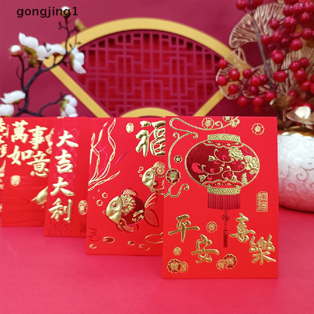 Ggg 6pcs Amplop Merah Imlek 2022tahun Amplop Merah Tahun Paket Merah New Year Festival Musim Semi Kelinci Kantong Uang Hongbao Merah Hadiah Amplop ID