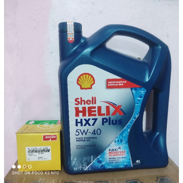 paket ganti oli mobil nissan shell hx7 isi 4 liter+ filter oli nissan original