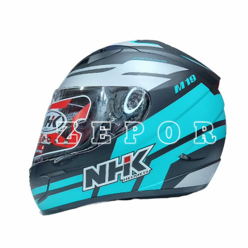 Helm NHK GP1000 Motif M19 Matt Black Tosca Double Visor Original SNI DOT Full Face