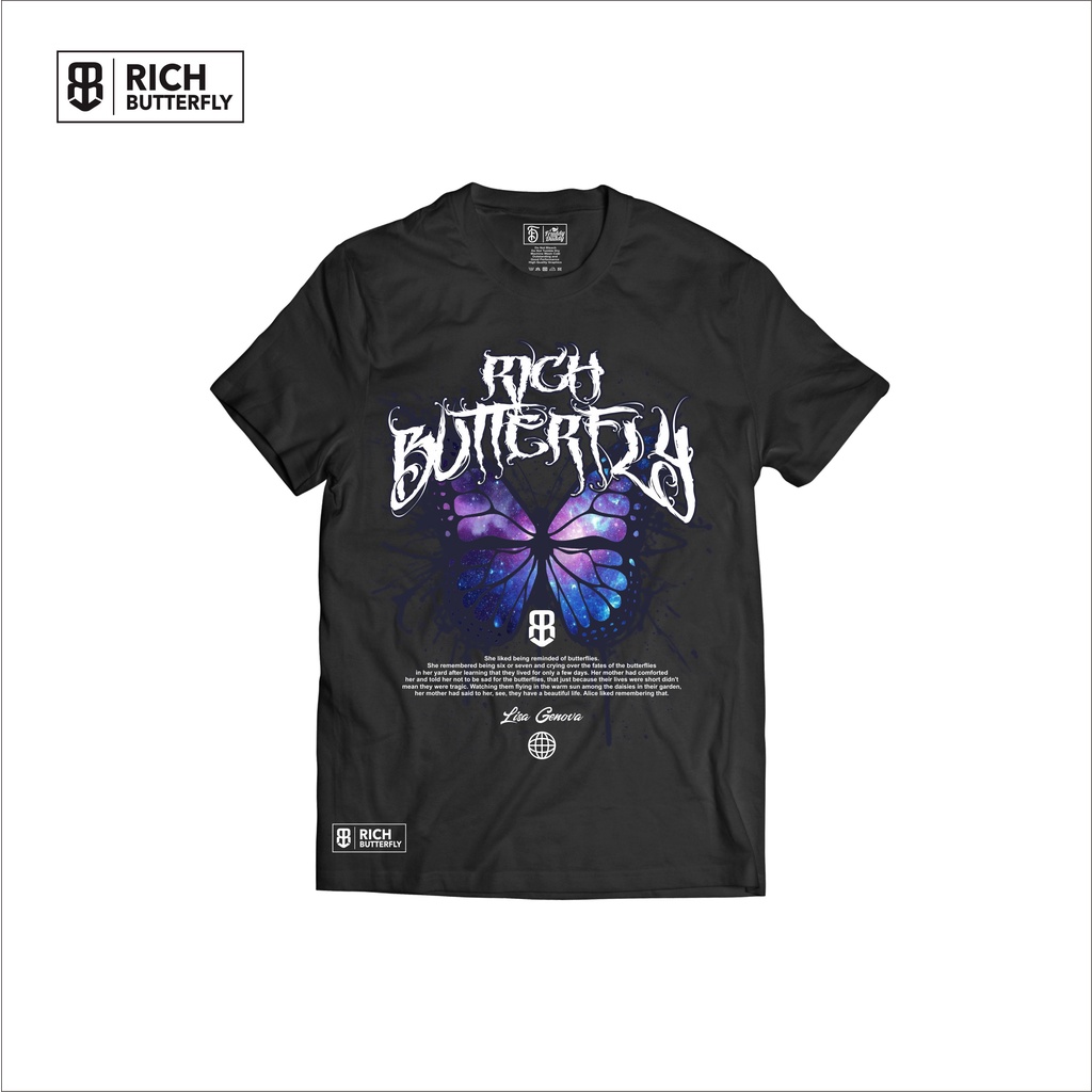 Rich Butterfly Tshirt- kaos hitam - poison butterfly - fddy - kupu-kupu