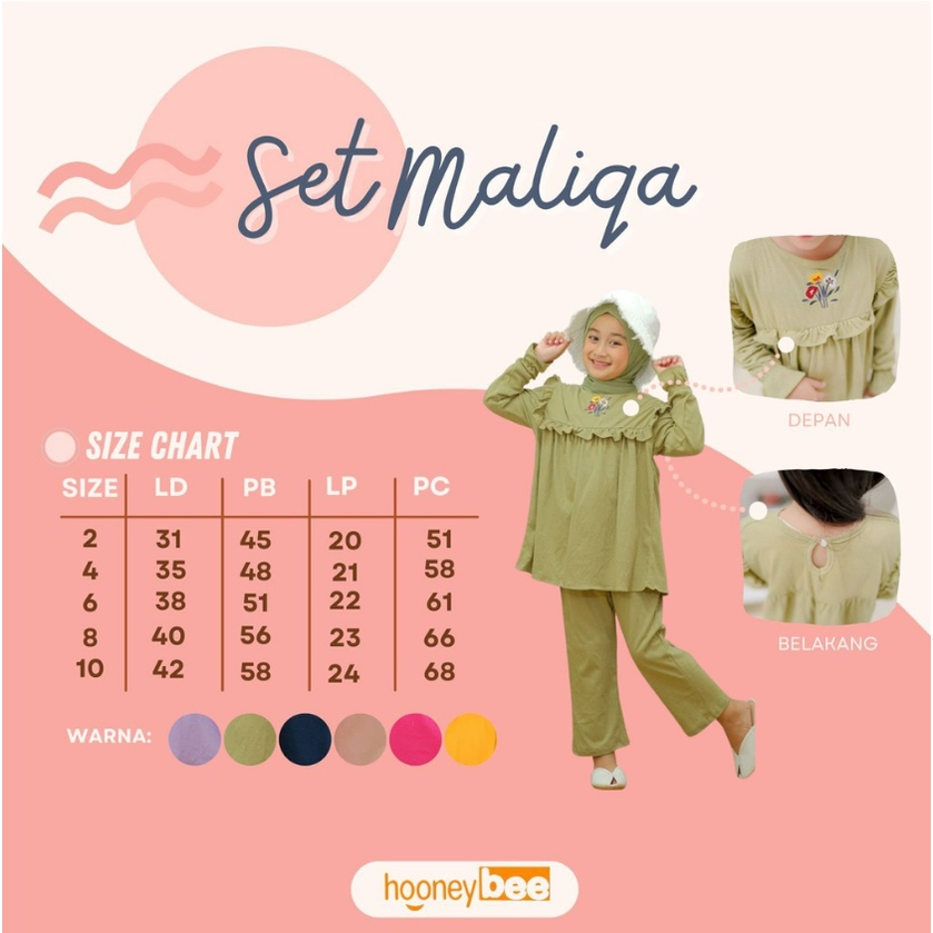 Smilee Maliqa 2-10 Tahun Setelan Panjang Muslim / Raya / Lebaran Fashion Anak Perempuan CBKS