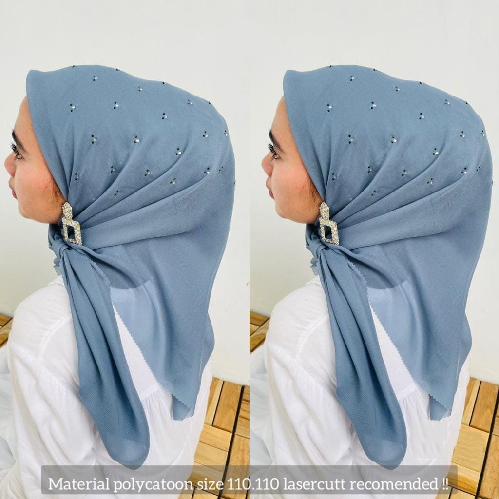 Segi Empat Payet Mickey Hijab Segiempat Bella Lasercut Payet Mutiara Safa Hijab