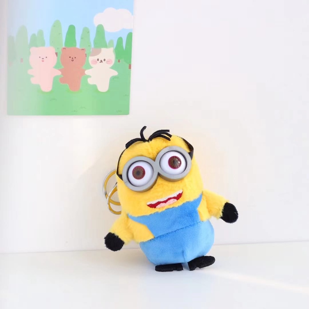 Gantungan kunci boneka minion dekorasi tas bahan plush