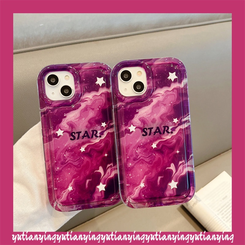 IPHONE Case Kompatibel Untuk Iphone11 14 13 12 Pro MAX 7Plus 8Plus 6 6S 7 8 Plus XR X XS MAX Marble Gradient Starry Sky Star Airbag Shockproof Soft TPU Penutup Belakang Anti Jatuh