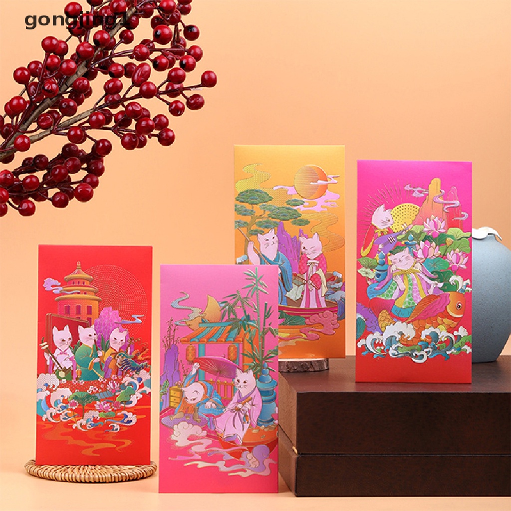 Ggg 6Pcs 2023tahun Kelinci Imlek Amplop Merah Kartun Hongbao Perlengkapan Festival ID