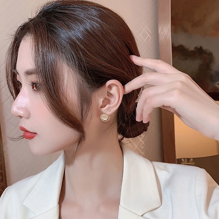 YEEZII Fashion Anting Opal Emas Untuk Wanita Tindik Stud Earring Perhiasan Aksesoris