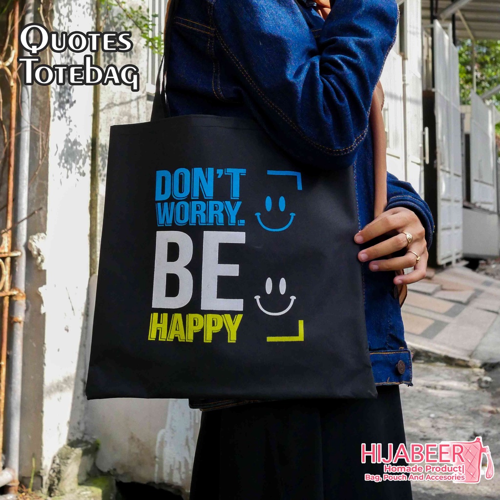 Tote Bag Sablon - Bahan Dinir D300 - Tote bag Custom - Tas Tangan