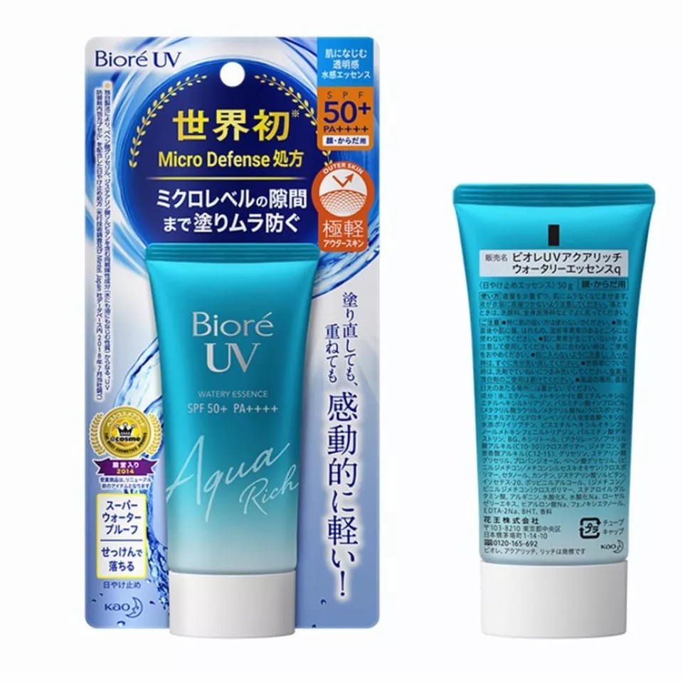 BIORE UV Aqua SunScreen Rich Watery Essence waterpoof SPF 50 + PA +