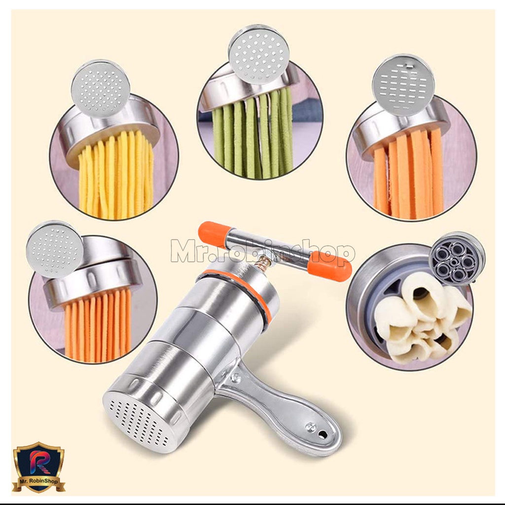 TB-D555 Alat Cetak Mie sehat Manual Stainless Steel food grade bonus 5 Cetakan Noodle Maker, Pasta Maker.