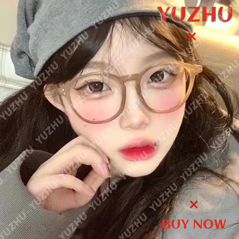 (YUZHU) Kacamata Bingkai Bulat Fashion Korea Eyeglasses Anti Blue Light Eyeglasses Untuk Wanita/Pria Trend Eyeglasses