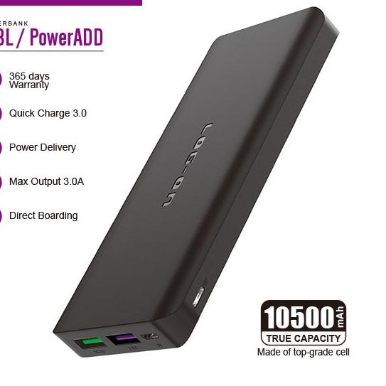 Menarik LOG ON POWERBANK 10500 MAH POWER ADD 793L QC3.0+PD TYPE C