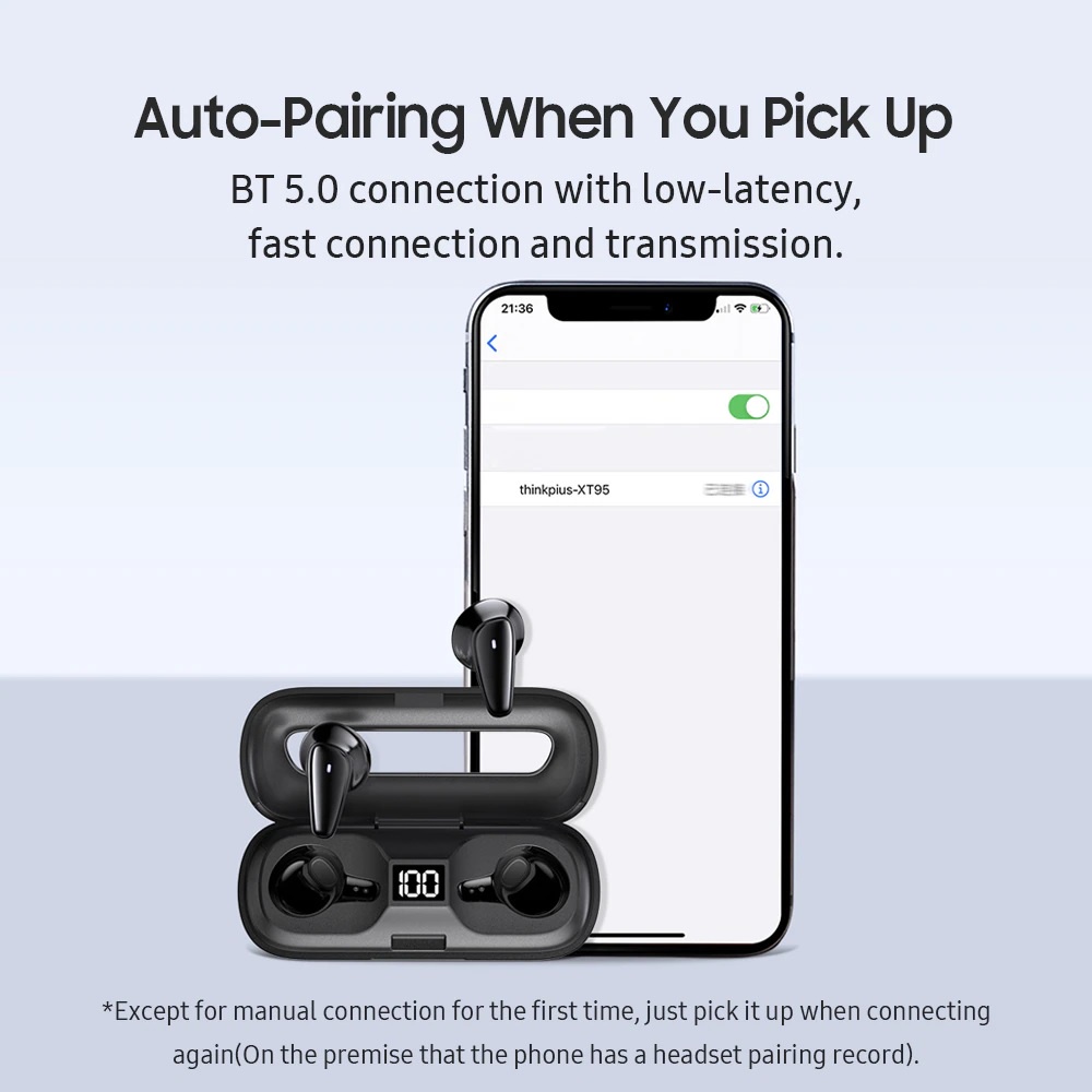 LENOVO THINKPLUS LivePods XT95 - TWS Bluetooth Earphone - 250mAh Case - Bluetooth TWS Terbaru dari LENOVO