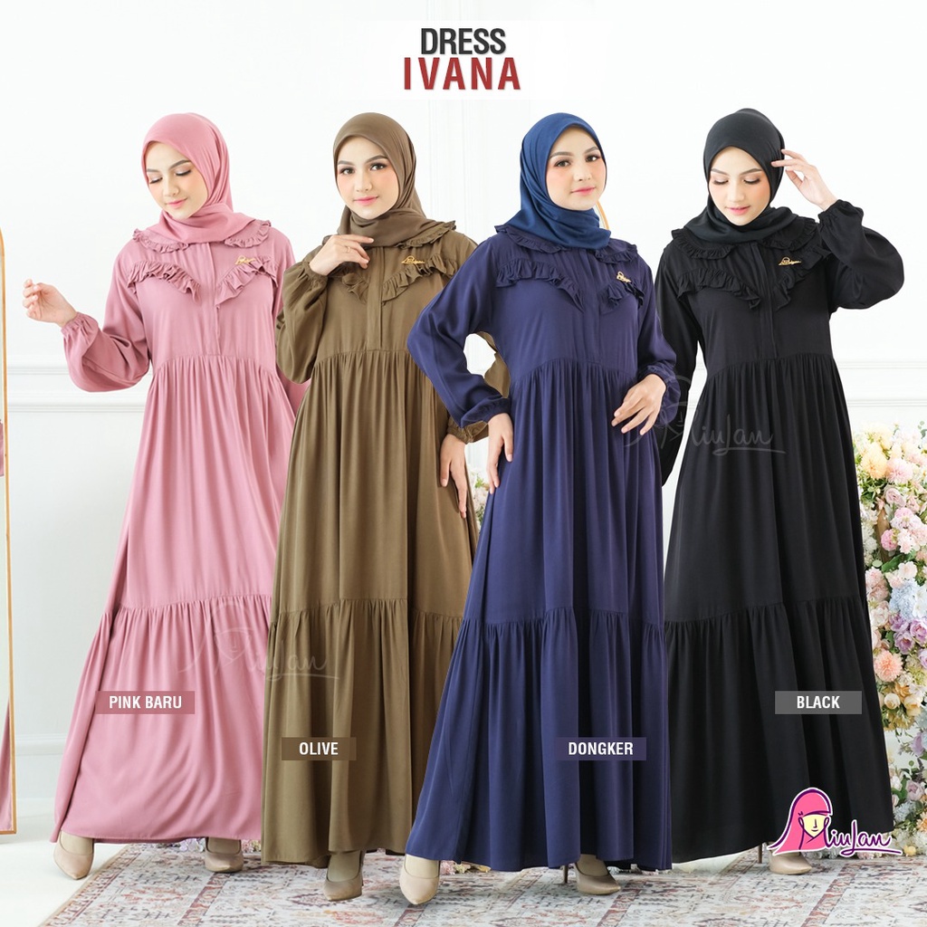 IVANA DRESS MUSLIMAH MIULAN BAJU GAMIS POLOS CANTIK MINIMALIS