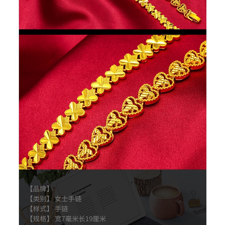 Goldkingdom Perhiasan Fashion Emas Asli Kadar 375Bangkok Aksesoris Ready Stock Wanita Berlapis Emas Gelang Jam Tangan Dengan Rantai Tank Berbentuk Hati Didedikasikan