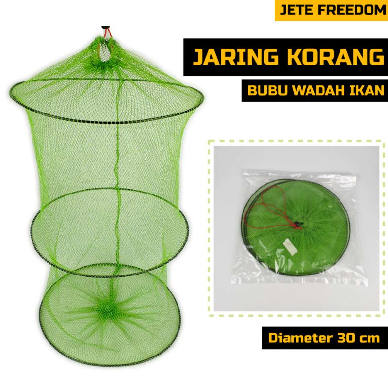 Jaring Korang Wadah Ikan 2 Layer Bubu Bulat Tempat Ikan Udang Koja Keramba Hasil Pancing Portable 2 