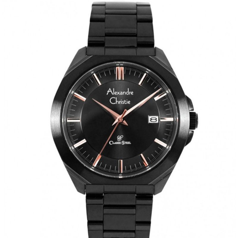 ALEXANDRE CHRISTIE JAM TANGAN PRIA AC 8596 MCBBRBA FULL BLACK ORIGINAL GARANSI RESMI