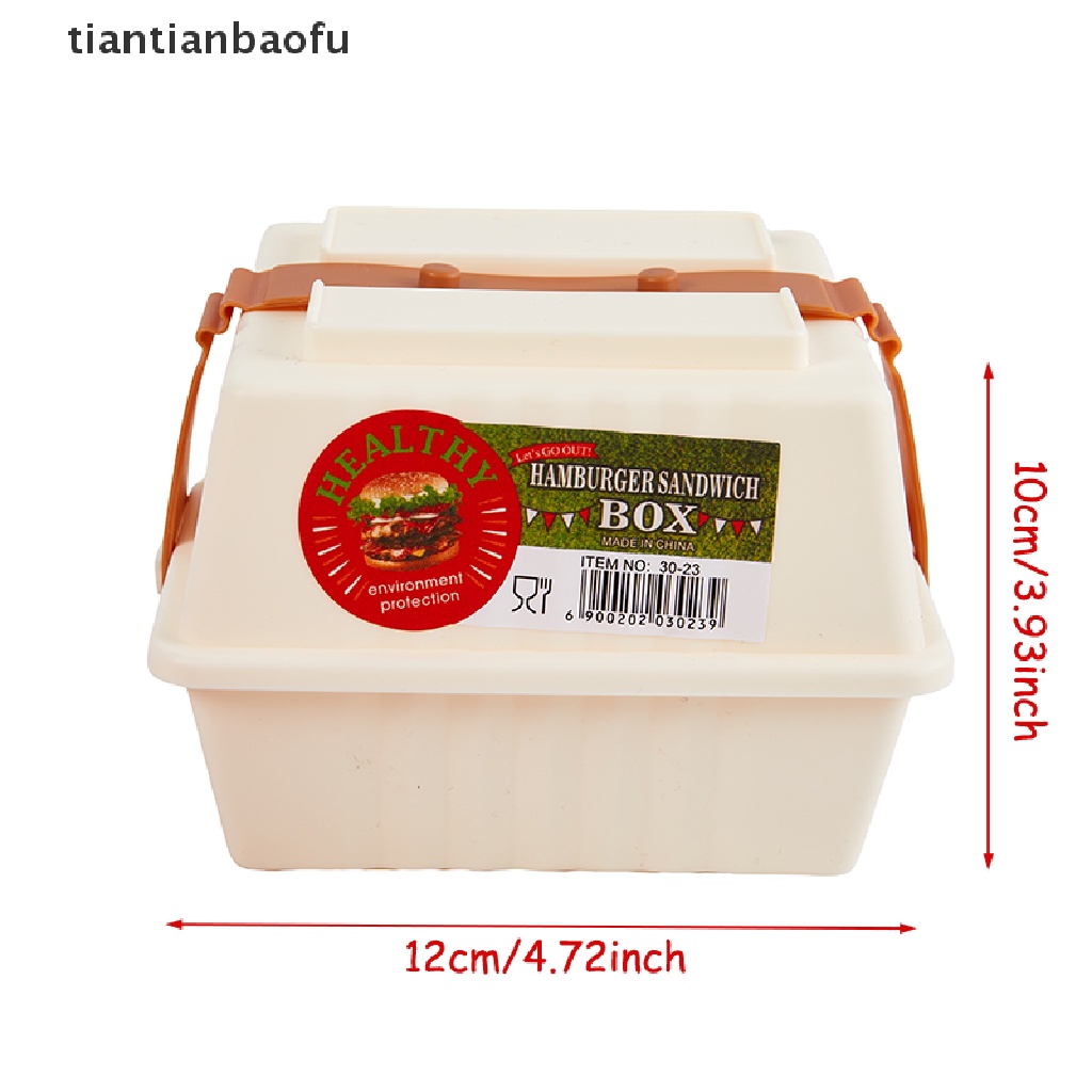 [tiantianbaofu] 1pc 12CM Kotak Penyimpanan Piknik Burger Dapat Digunakan Kembali Dengan Tutup Anti Bocor Storage Box Butik