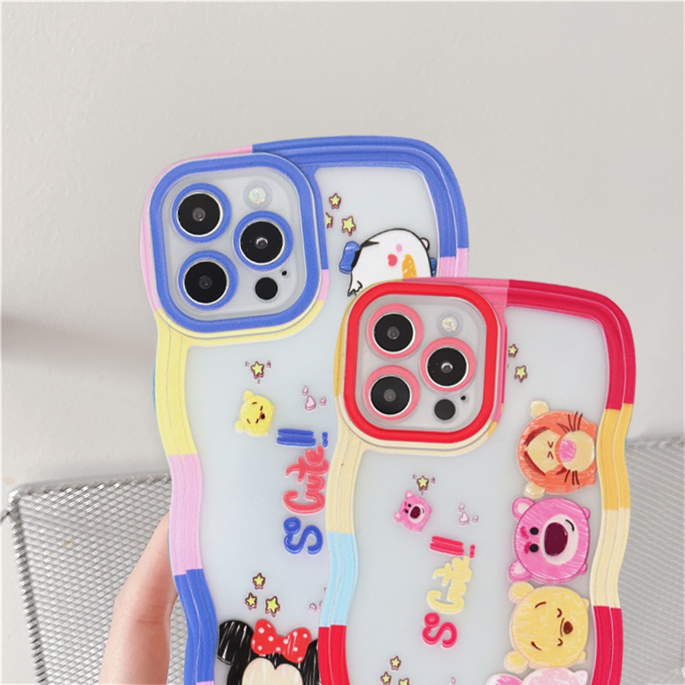 Casing Case Untuk Iphone14 14 Pro MAX 11 Pro 11 Pro MAX 12 12 Pro 12 Pro MAX iPhone 13 Pro MAX X XR XS MAX 6 6S 7 8 Plus Se2020 Mickey Minnie Dan Winnie the Pooh Wave Casing TPU Edge DGX