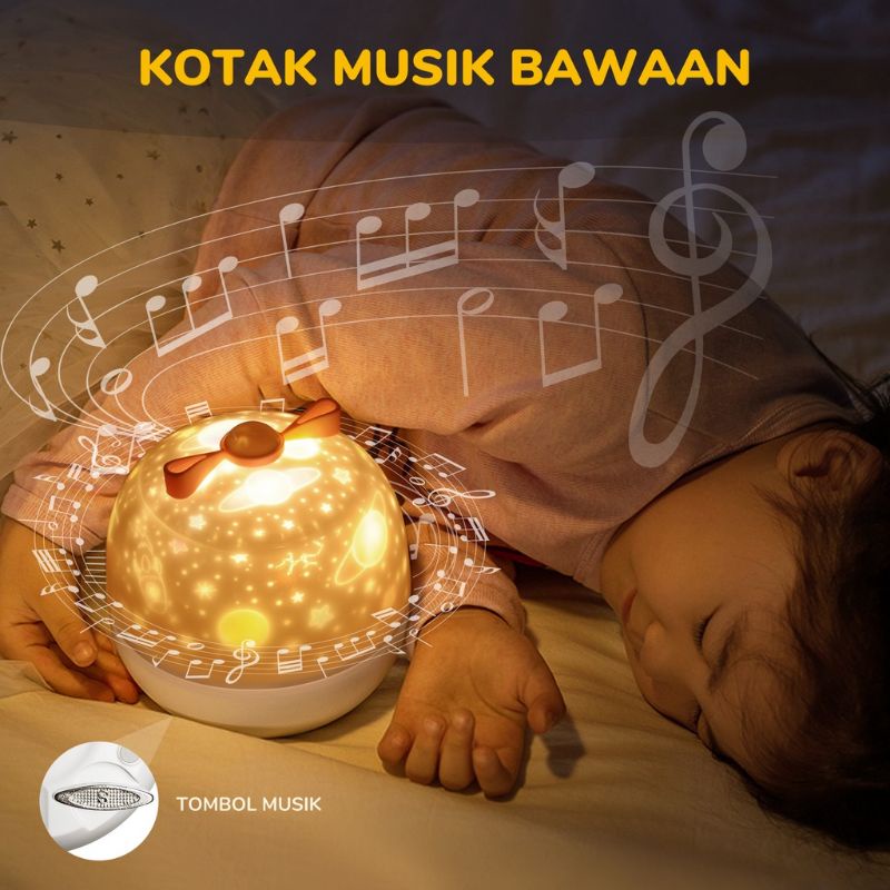 Lampu Tidur Proyektor Langit Bintang + Speaker Bluetooth + Remote + Auto Off