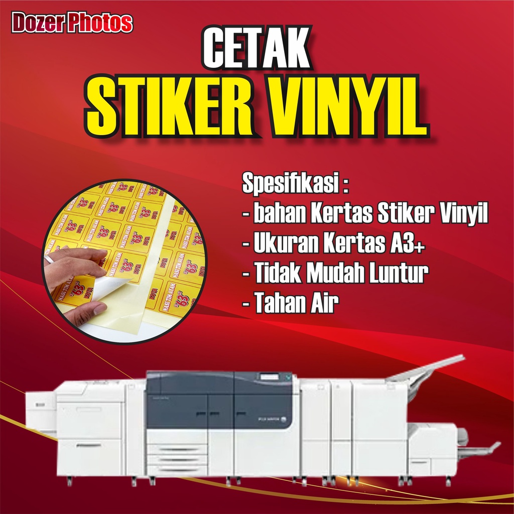 CETAK STIKER VINYIL A3+ ( TAHAN AIR )