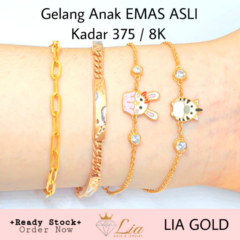 Gelang Tangan / Kaki Anak EMAS Asli Kadar 300 &amp; 375 / 6K &amp; 8K ( TOKO MAS LIA GOLD BEKASI )