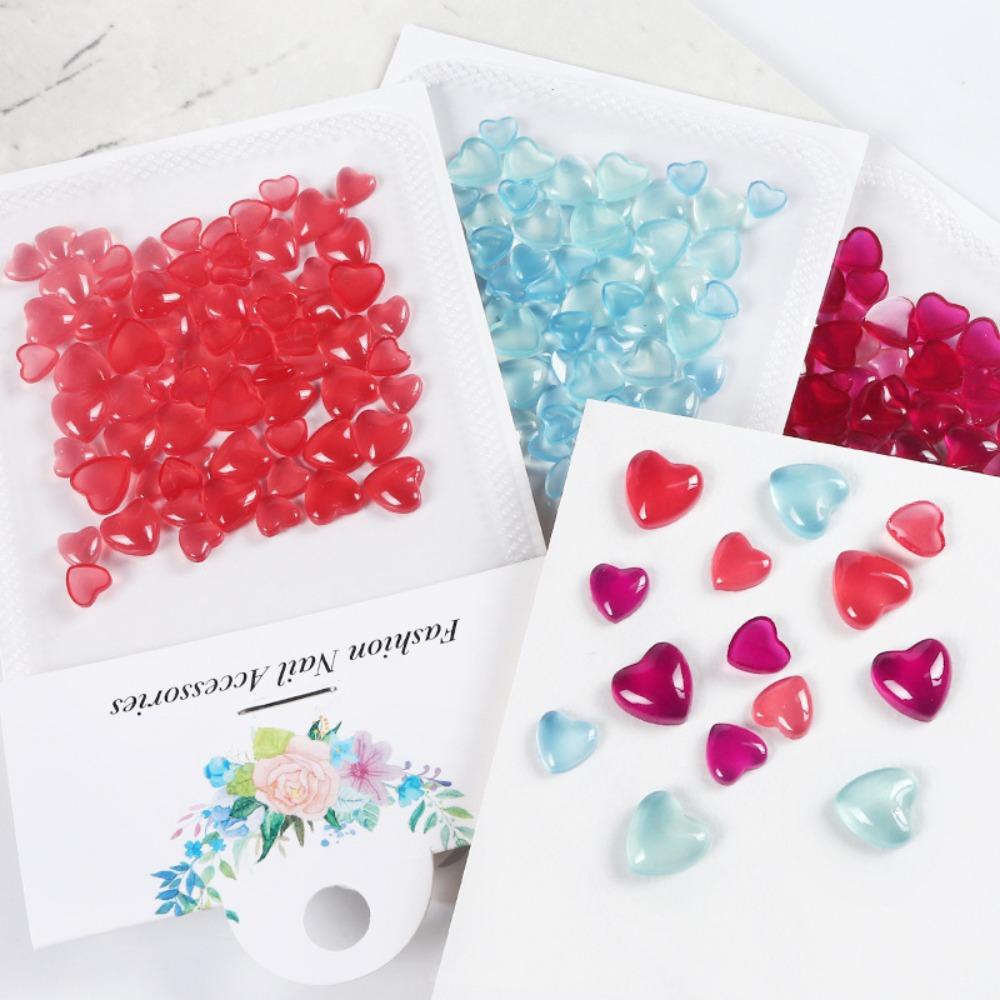 AUGUSTINA Agustina Jantung Dekorasi Kuku Wanita Resin Cinta Hati Manicure Aksesoris Nail Drills Nail Ornament 3D Nail Jewelry